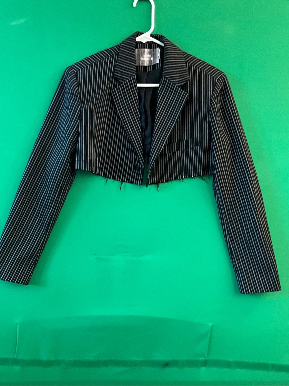 Urban Outfitters Cropped Pinstripe Blazer - Black/White